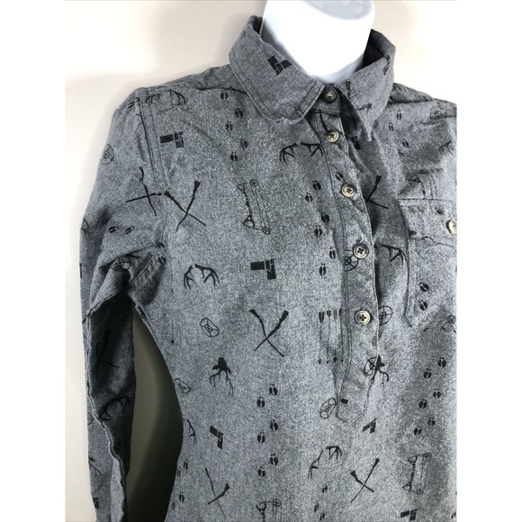 Legendary White Tails Women's Long Sleeve Flannel Tunic Top Gray XS - Picture 3 of 16